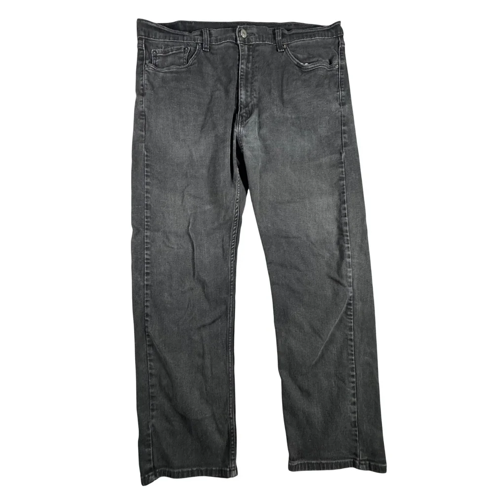 Levis 505 Regular Fit Jeans Mens 38x28 Faded Black Good Straight Leg Denim